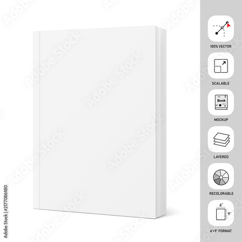 Blank softcover book mockup with outline vector icon set. 3D hight realistic vector illustration isolated on white background. It can be used for promo, catalogs, brochures, magazines, etc. EPS10.