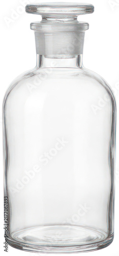 Canvastavla Clear glass apothecary bottle with glass stopper.