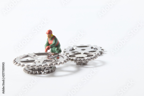 Problem solving and efficiency with gears, work and process concept