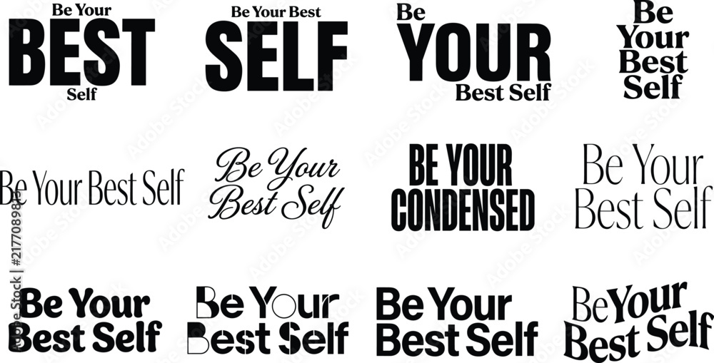 Obraz premium Black and white be your best self quotes for social media graphics and posters