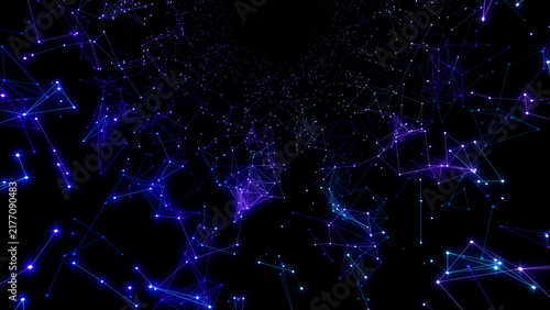 Plexus lines and dots network connection digital technolog 3D illustration background.