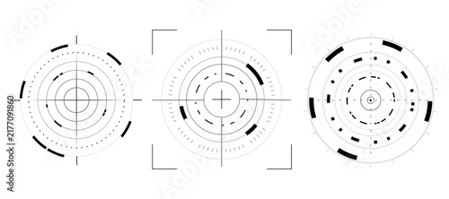Obraz na plátně Black sonar scanner with concentric distance scales, directional lines and detected object markers
