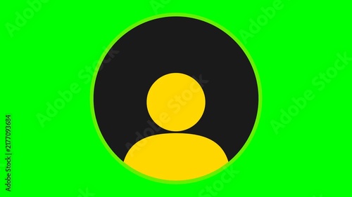 Yellow User Profile Icon Animation on Green Screen Chroma Key Social Media Avatar Symbol for Editing and Motion Graphics