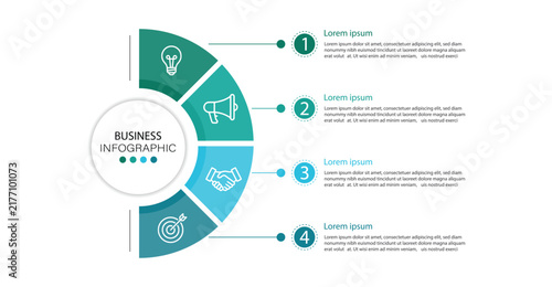 Cuadro en lienzo A semicircular diagram for demonstrating processes, an infographic for a presentation