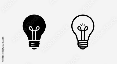 Bild auf Leinwand Two lightbulb silhouettes showcase different line weights and styles