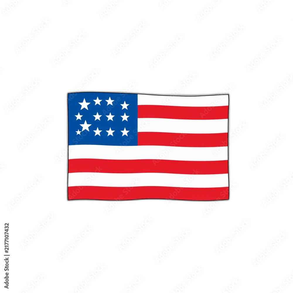 Obraz premium Star spangled banner icon in red white and blue for Independence Day, isolated vector, clean edges, no shadows, transparent background