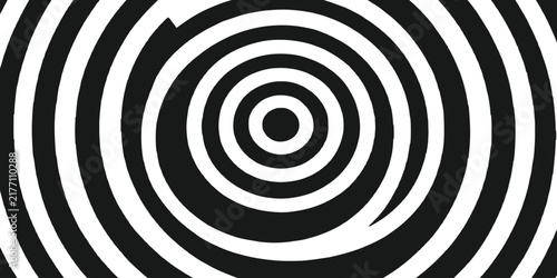Bild auf Leinwand Hypnotic concentric circular spiral optical illusion swirl background in black and white vector illustration
