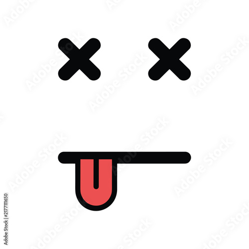 Foto Dead Face Smiley: A graphic representation of a dead face with X eyes and a tongue sticking out, conveying a sense of extreme tiredness or the end of something