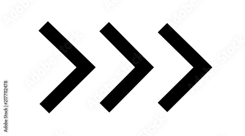 Right chevron arrow set. Vector graphic symbols for navigation and direction. Black flat design icons pointing right. User interface elements for websites and mobile apps.