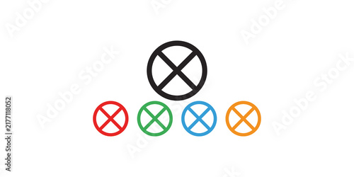 Canvastavla Black x in circle with five smaller colored circles below indicating a no entry or restricted access icon