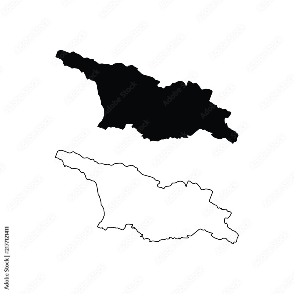 Fototapeta premium Georgia Map Silhouette And Outline Vector Graphic Asset Illustration