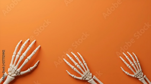 Skeleton Hands on Orange Halloween Background