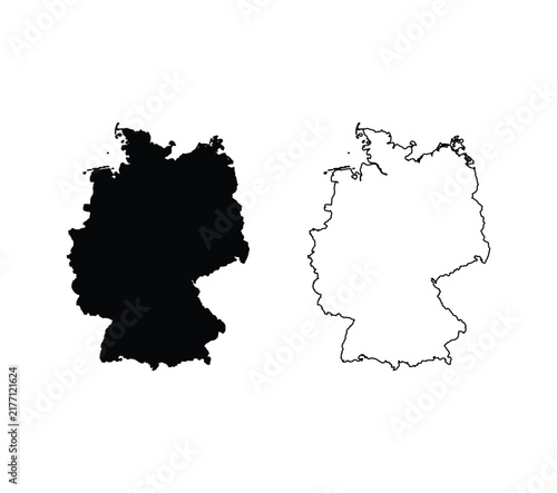 Germany Map Silhouette And Outline Vector Graphic Asset Illustration