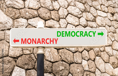 Fotografía Democracy or monarchy words symbol