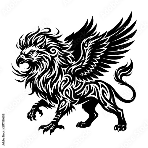 Mythical Griffin Creature Tattoo Design