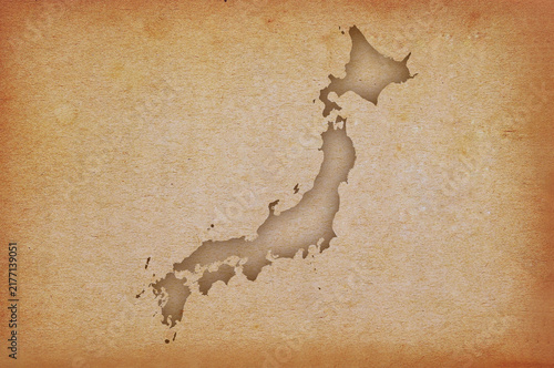 Map of Japan on grunge paper