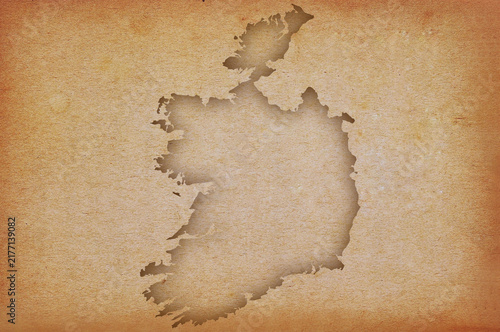 Map of Ireland on grunge paper