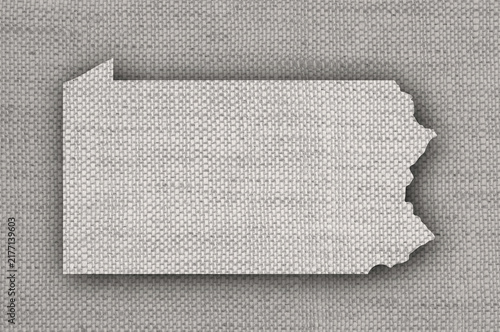 Karte von Pennsylvania auf altem Leinen