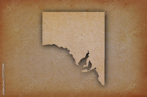 Map of South Australia on grunge paper