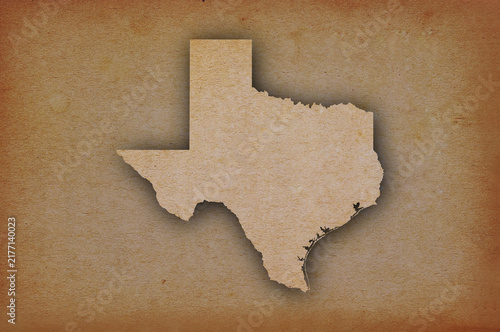 Map of Texas on grunge paper