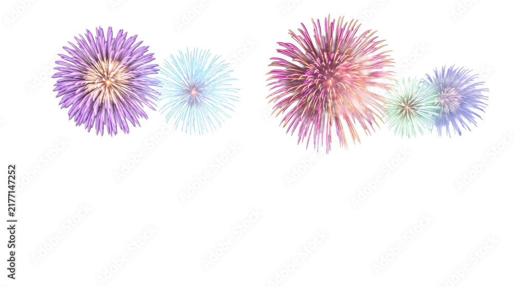 Fototapeta premium Colorful pyrotechnic bursts during a festive celebration on a clear night
