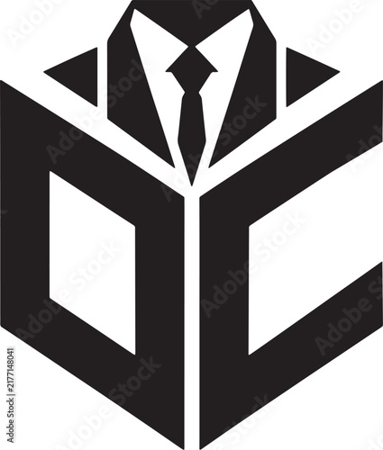Corporate Business Logo, Executive Suit Emblem, Geometric Professional Logo Mark, Modern Company Branding Symbol, Minimalist Black and White Vector Design