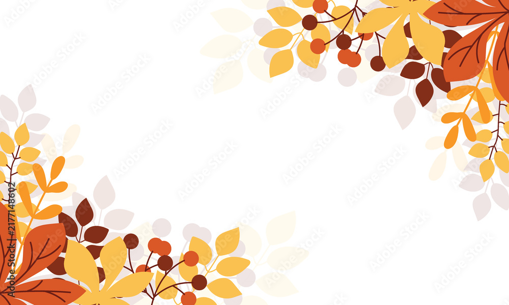 Naklejka premium modern colorful autumn leaves frame corner border with copy space Background