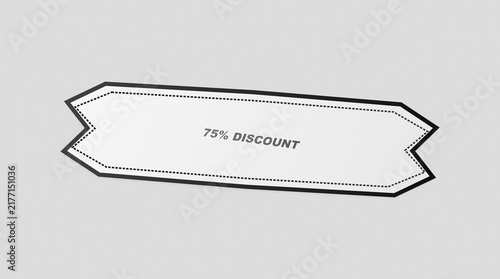 White discount ribbon with a dotted border displays '75% DISCOUNT' against a