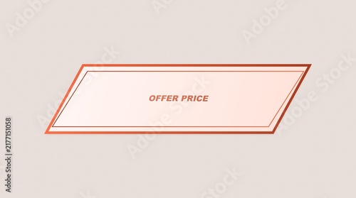 Coral and beige geometric banner displays the text 'offer price' a flat
