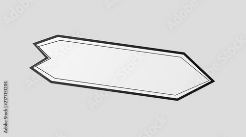 A white arrow-shaped sign with a black outline is displayed against a