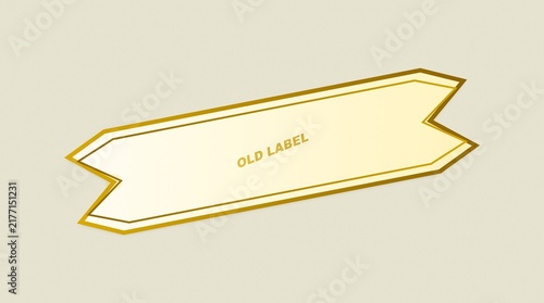 A golden arrow-shaped label with text is presented as a vector illustration