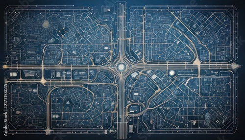 City infrastructure road network map.