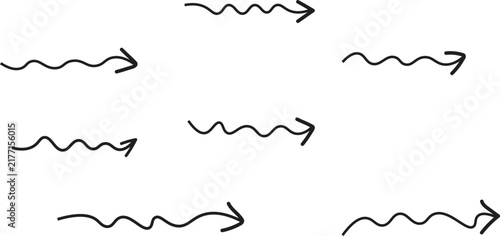Hand Drawn Wavy Arrow Set for Direction, Movement, Flow and Creative Graphic Design Projects