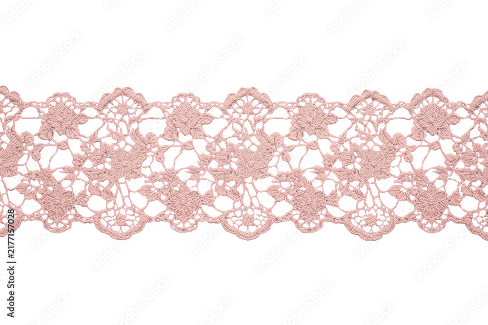 Obraz premium Delicate pink floral lace trim strip