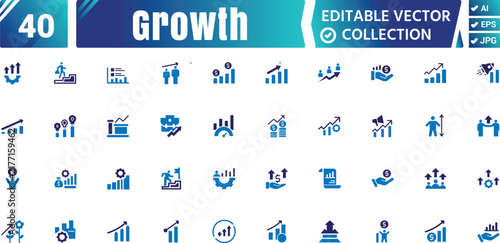 Growth Fill Art Icon Collection – Business, Success, Finance & Development Vector Icons