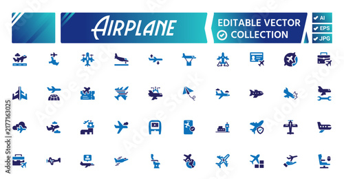 Airplane Fill Art Icon Collection – Aviation, Travel & Flight Symbols