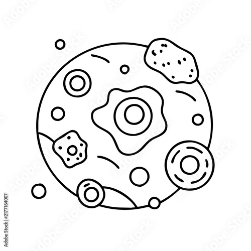 Minimalist solar system with planets and stars illustration - Clean and simple flat design of the solar system with planets and star clusters in a circular layout