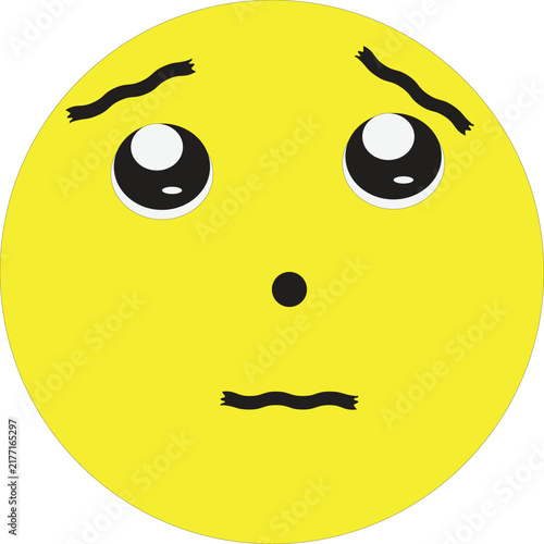 Foto Sad yellow emoji with pleading eyes, worried face emoticon vector, unhappy round