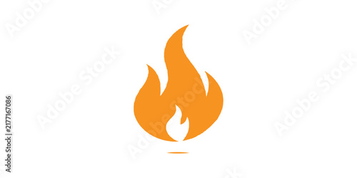 Minimalist orange fire flame icon logo symbol isolated on white background vector illustration.