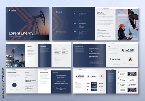 Brand Guidelines Template for Visual Identity Manual, Brand Book Brochure & Logo Style Guide Layouts