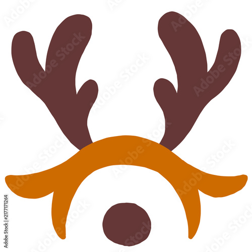 Obraz na płótnie クリスマス トナカイのカチューシャと鼻の手描きイラスト