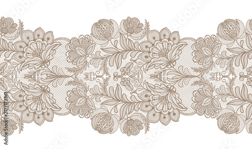 Фотография Seamless Repeat of lace doily white beige gray with floral mesh shapes