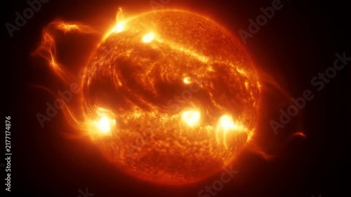 Glowing Sun Emits Bright Flares and Plasma Arcs Across Its Surface in Deep Space