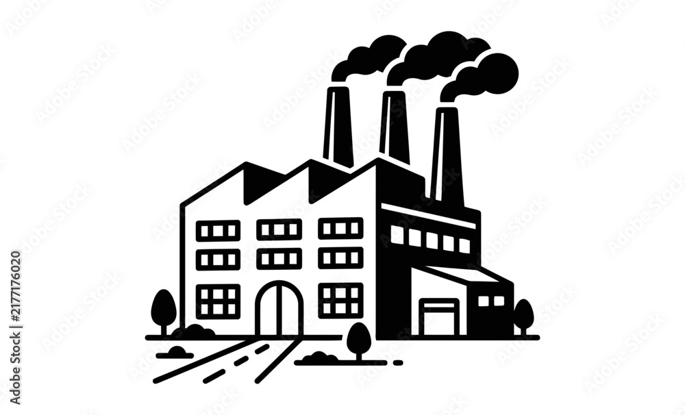 Fototapeta premium Minimal Factory Building Vector Icon