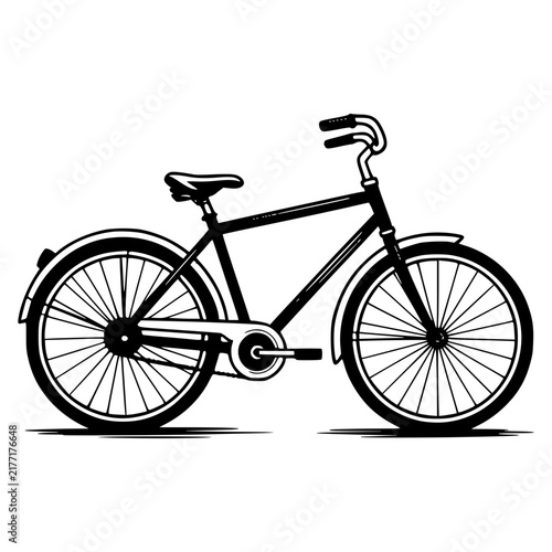 A classic city bicycle viewed from the side in perfect profile