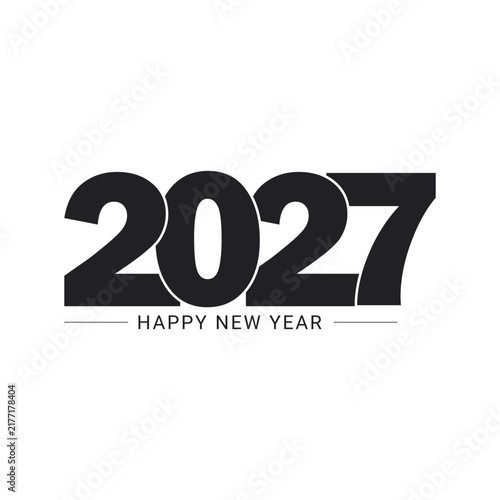 Golden 2027 Happy New Year Luxury Typography on Black Background