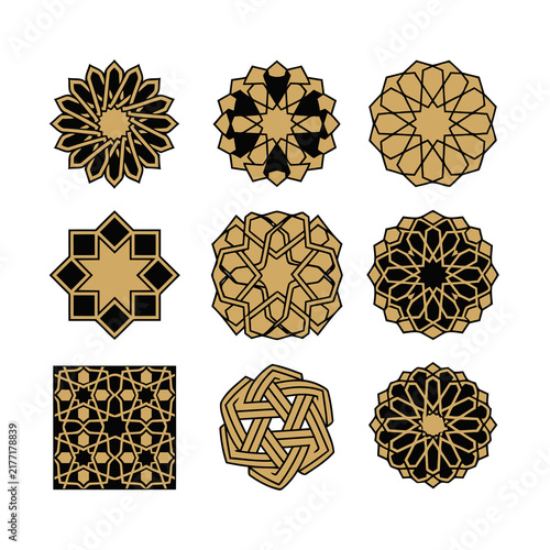 Black and Brown Symmetrical Geometric Pattern Grid