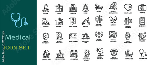 Medical Icons Vector Silhouette Collection for Healthcare and Science Concepts