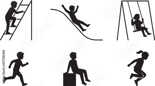 Playground Children Black Silhouette Vector Set for Architectural Design
