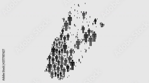 Animated map of Honduras made up of a collage of human icons